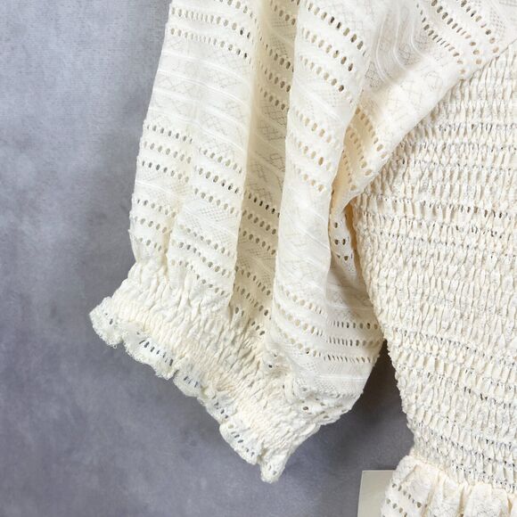 Bohme Smocked Dress Womens Size Large Natural Prairie Bohemian Flowy Farmcore - Picture 4 of 12